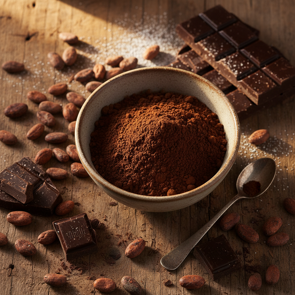 Hot chocolate powder flat lay