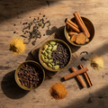 Masala chai spices flat lay