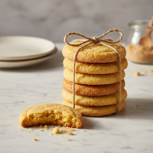 Stacked butter cookies tied with twine