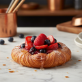 Danish pastry with fruit filling on marble