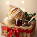 Festive bread and spreads hamper in decorated basket
