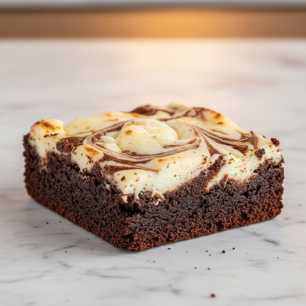 Cream cheese brownie with cream cheese swirl on top