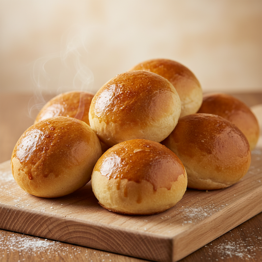 Freshly baked golden dinner rolls