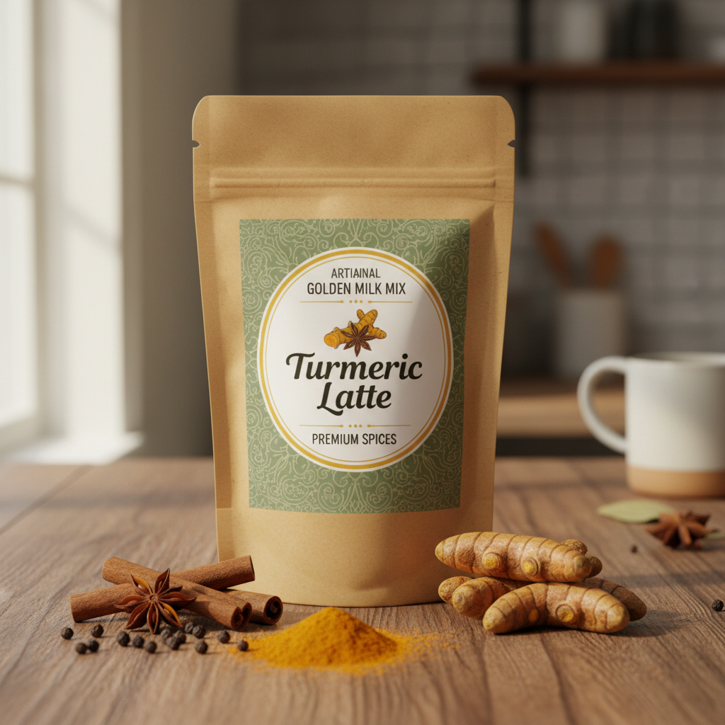 Turmeric latte mix packaging