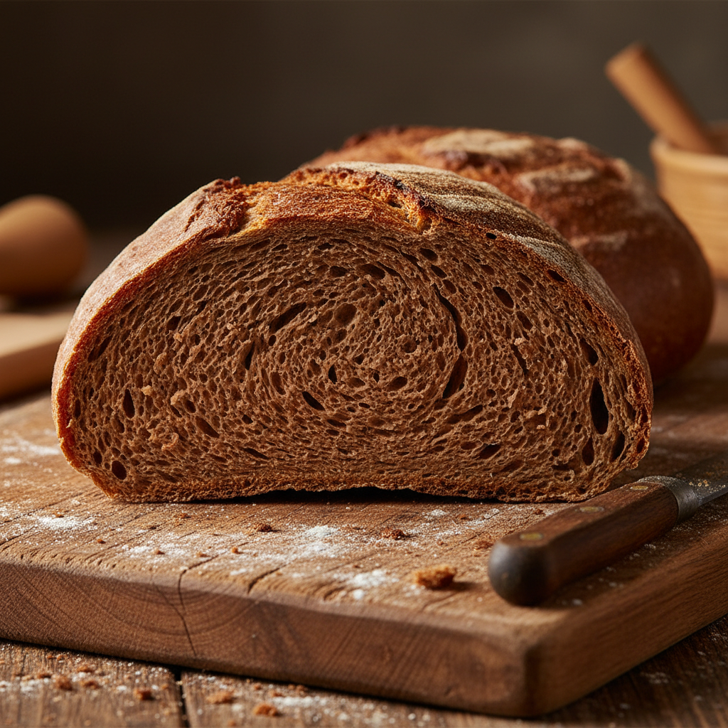 Brown bread sliced showing soft interior