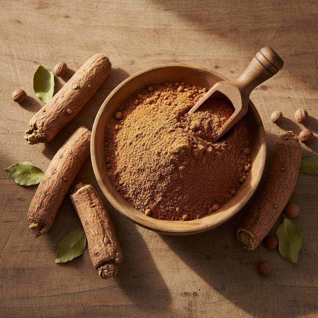 Ashwagandha powder flat lay