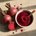 Beetroot juice powder flat lay