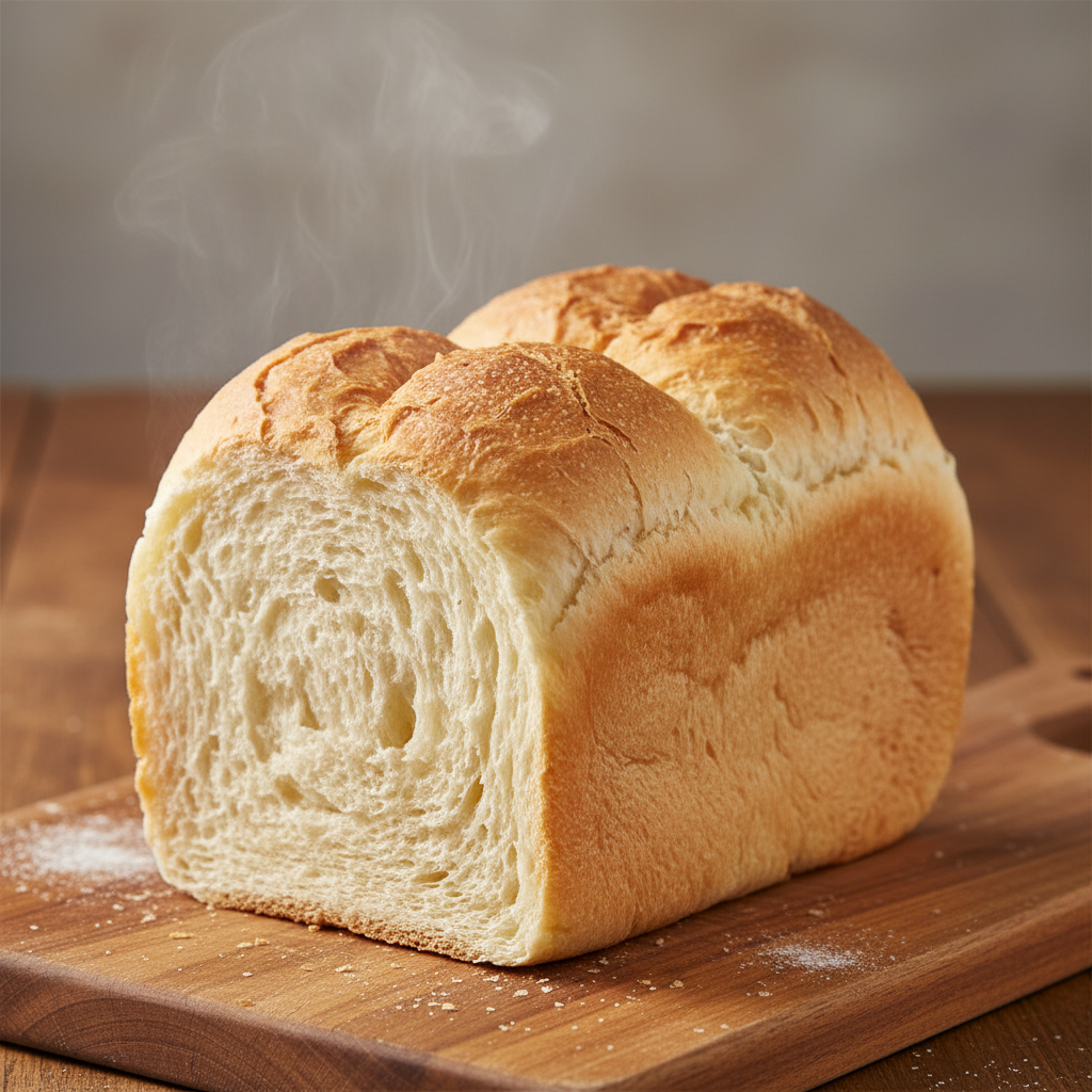 Freshly baked milk bread loaf