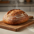 Freshly baked brown bread loaf
