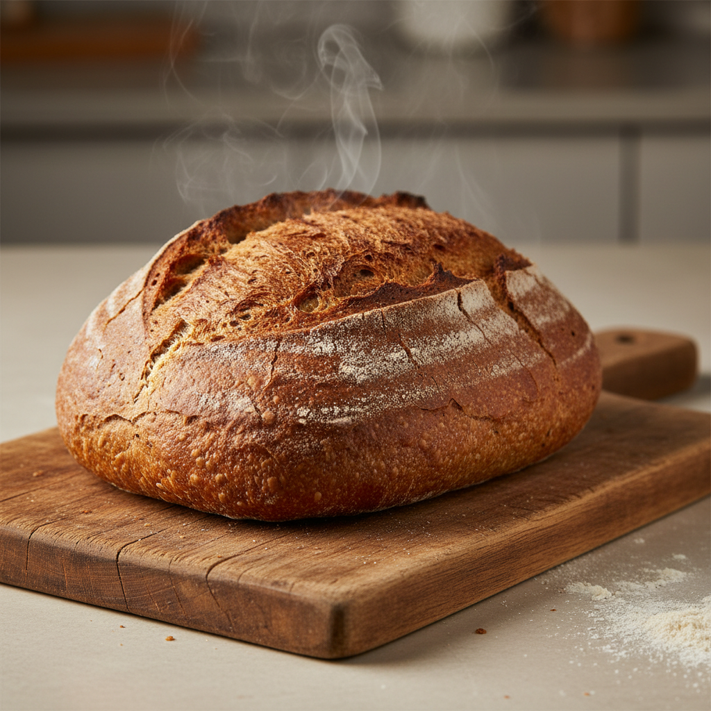 Freshly baked brown bread loaf