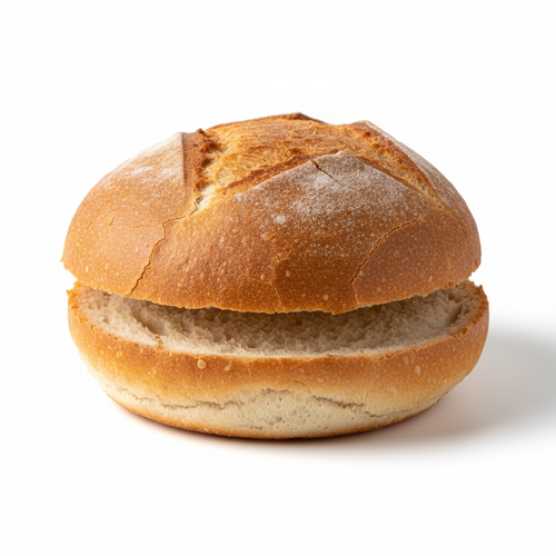 Burger bun sliced showing soft fluffy interior