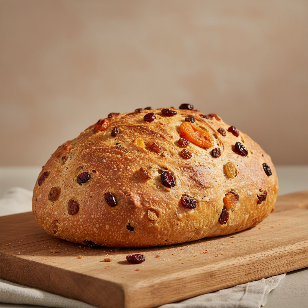 Freshly baked fruit bread with dried fruits