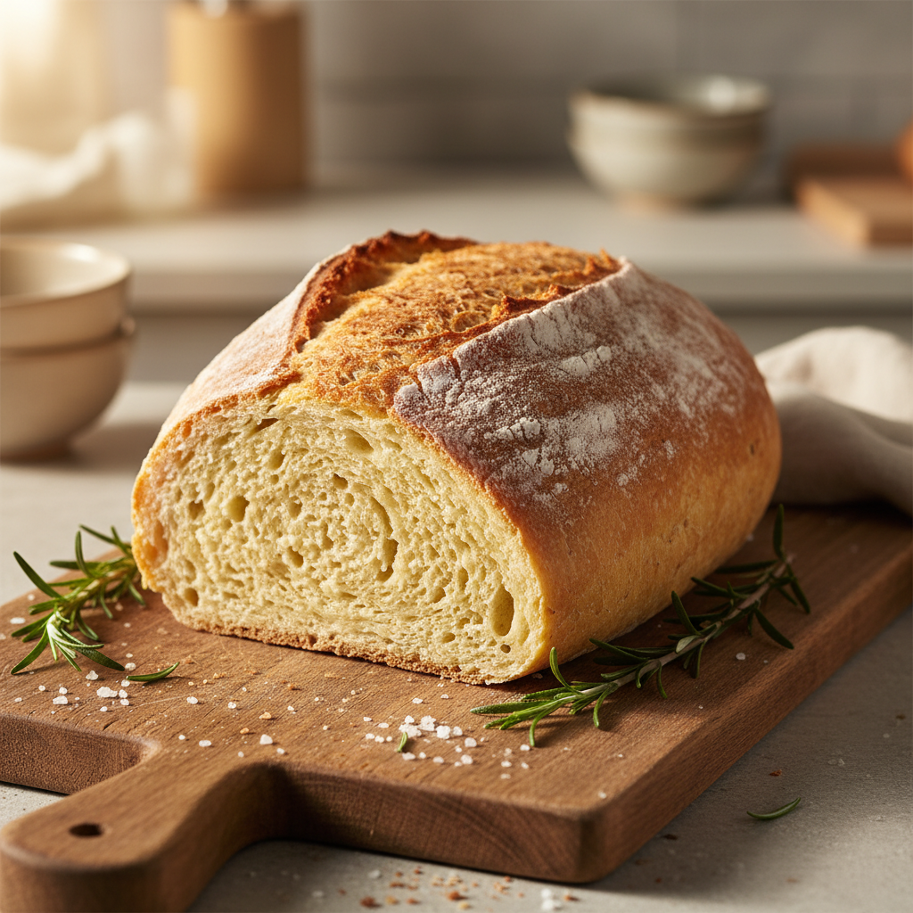 Freshly baked potato bread loaf