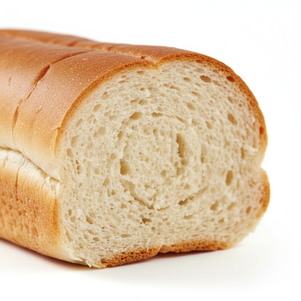 Hot dog bun sliced showing soft interior