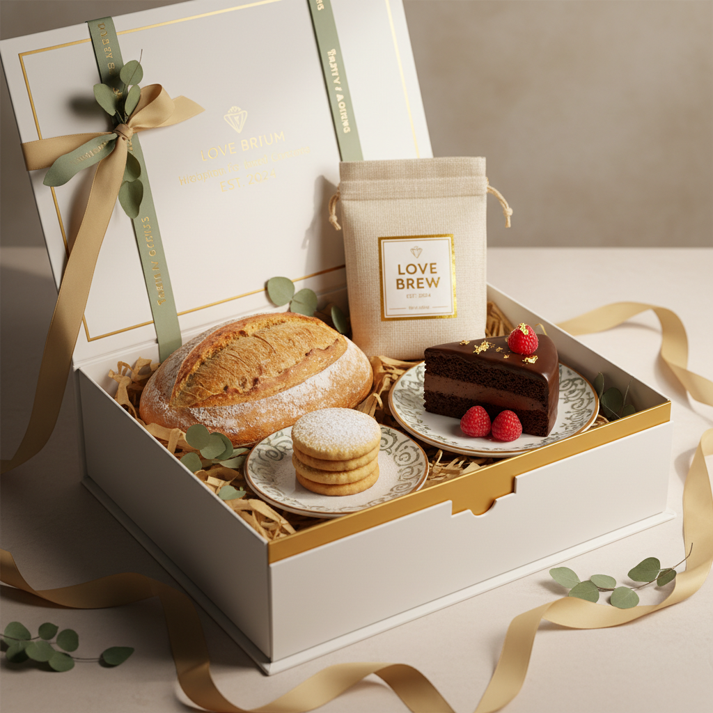 Wedding Bliss Hamper - premium gift box with artisan bread, cookies, cake and coffee