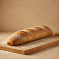Freshly baked French baguette with crispy golden crust
