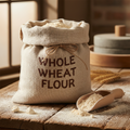 Whole Wheat Flour in rustic linen bag