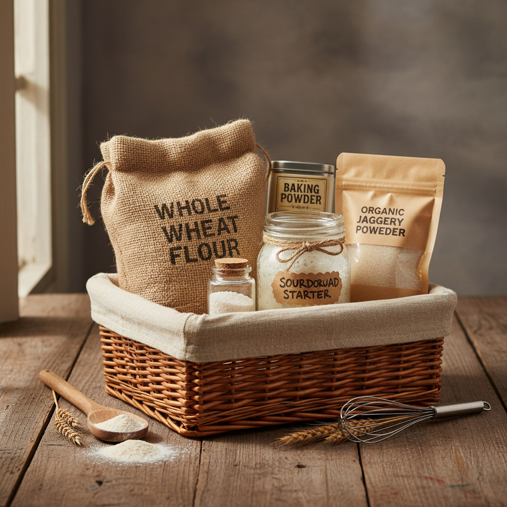 Baker's Delight Hamper with flour, yeast, jaggery, baking powder and sourdough starter
