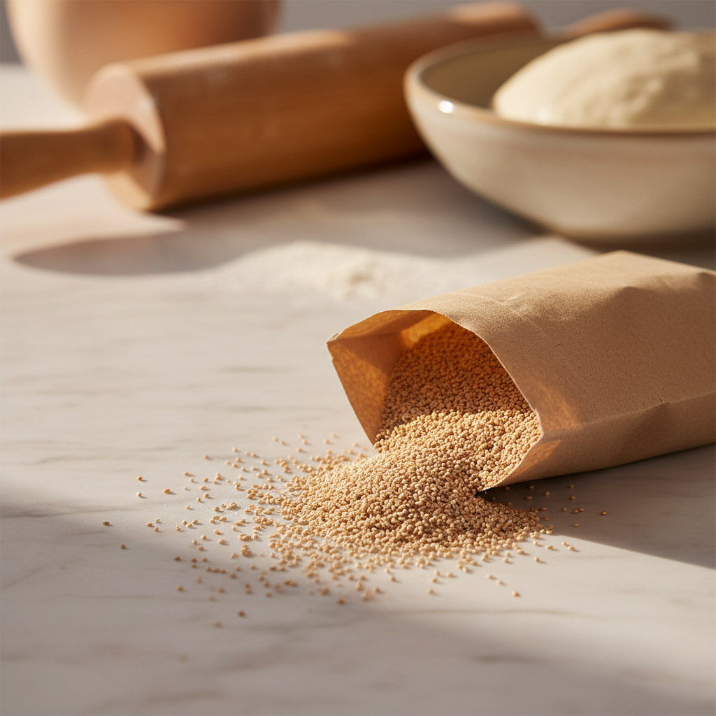 Instant yeast granules in kraft sachet