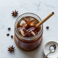 Cold brew coffee in a glass jar with ice
