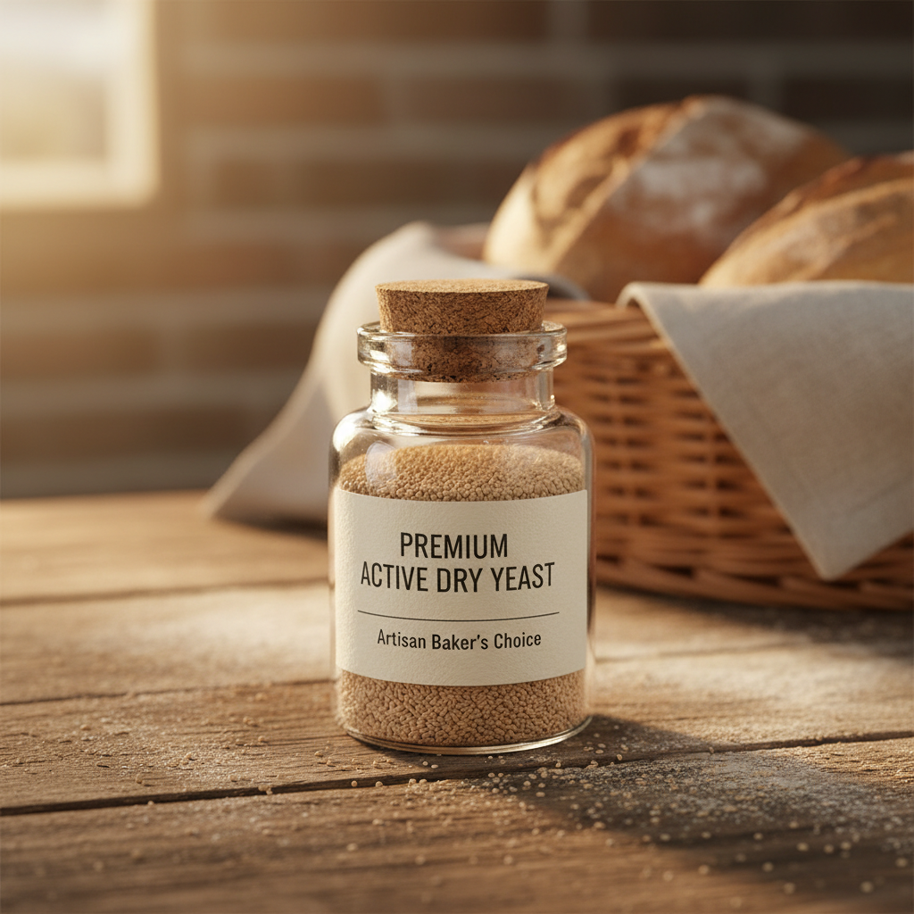 Active dry yeast in glass jar