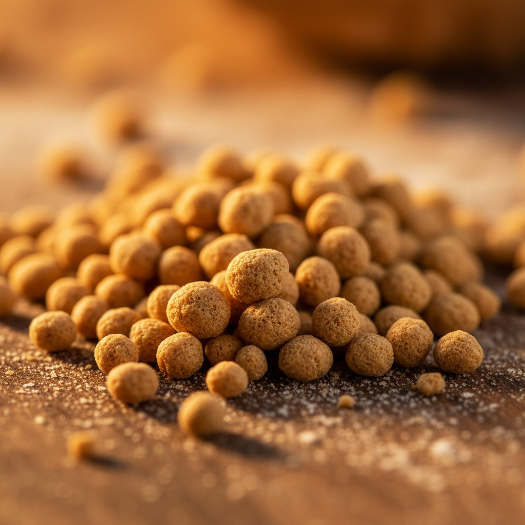 Instant yeast granules close-up