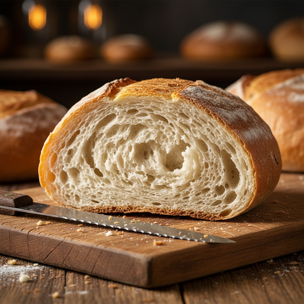 White Bread sliced showing fluffy interior