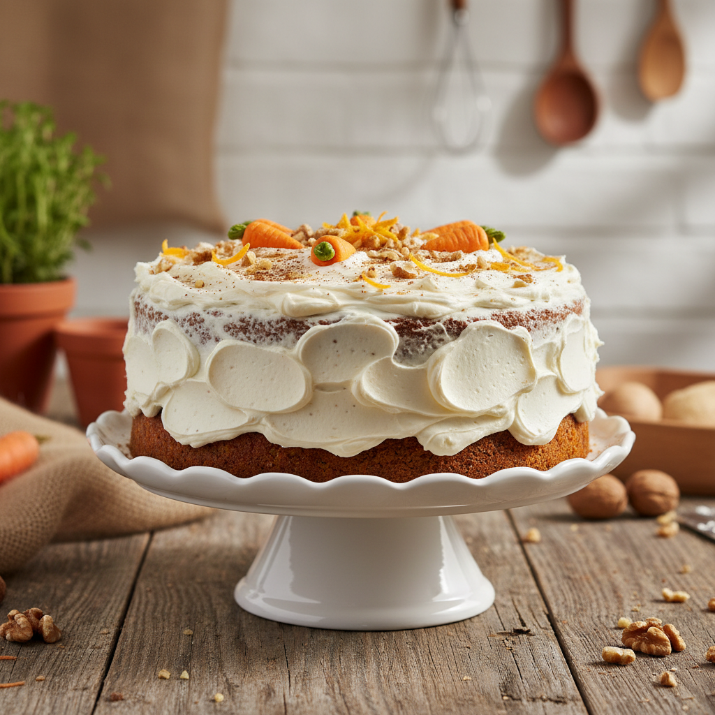 Whole carrot cake with cream cheese frosting