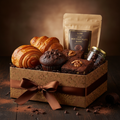 Chocolate Lovers Hamper with brownies, muffin, pain au chocolat and hot chocolate
