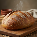 Freshly baked whole wheat bread loaf