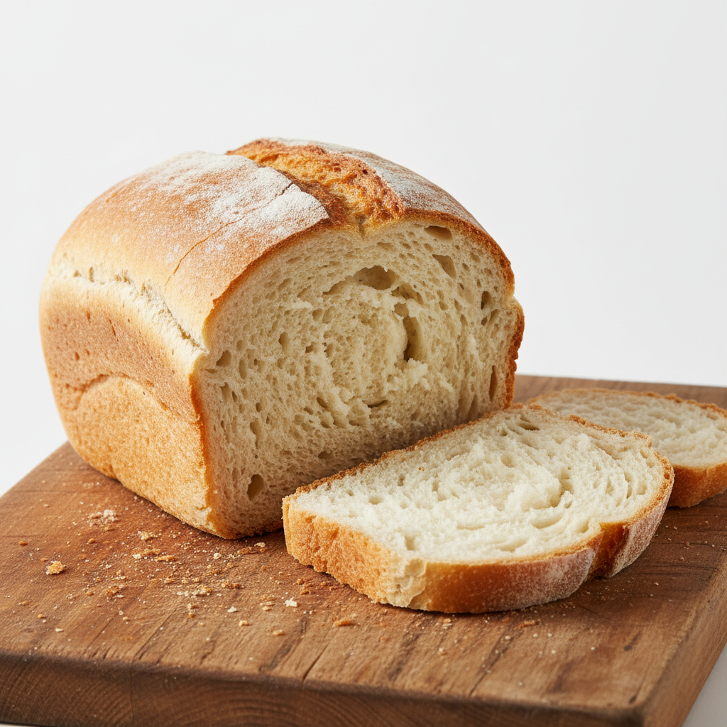 Freshly baked white bread loaf