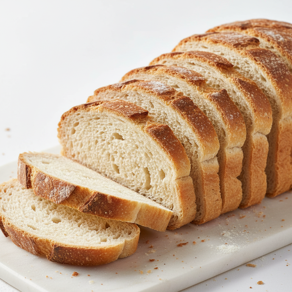 Sandwich bread slices fanned out