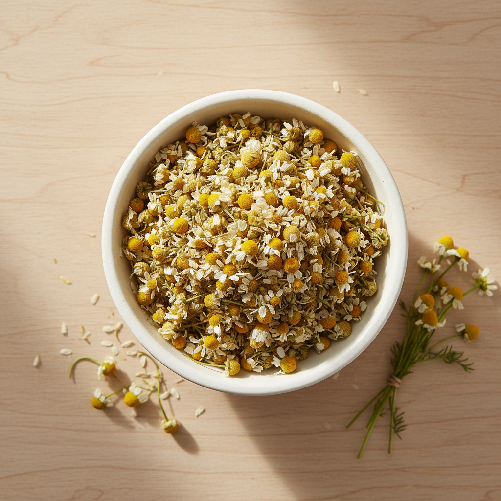 Dried chamomile flowers