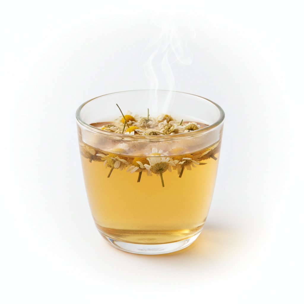 Brewed chamomile tea cup