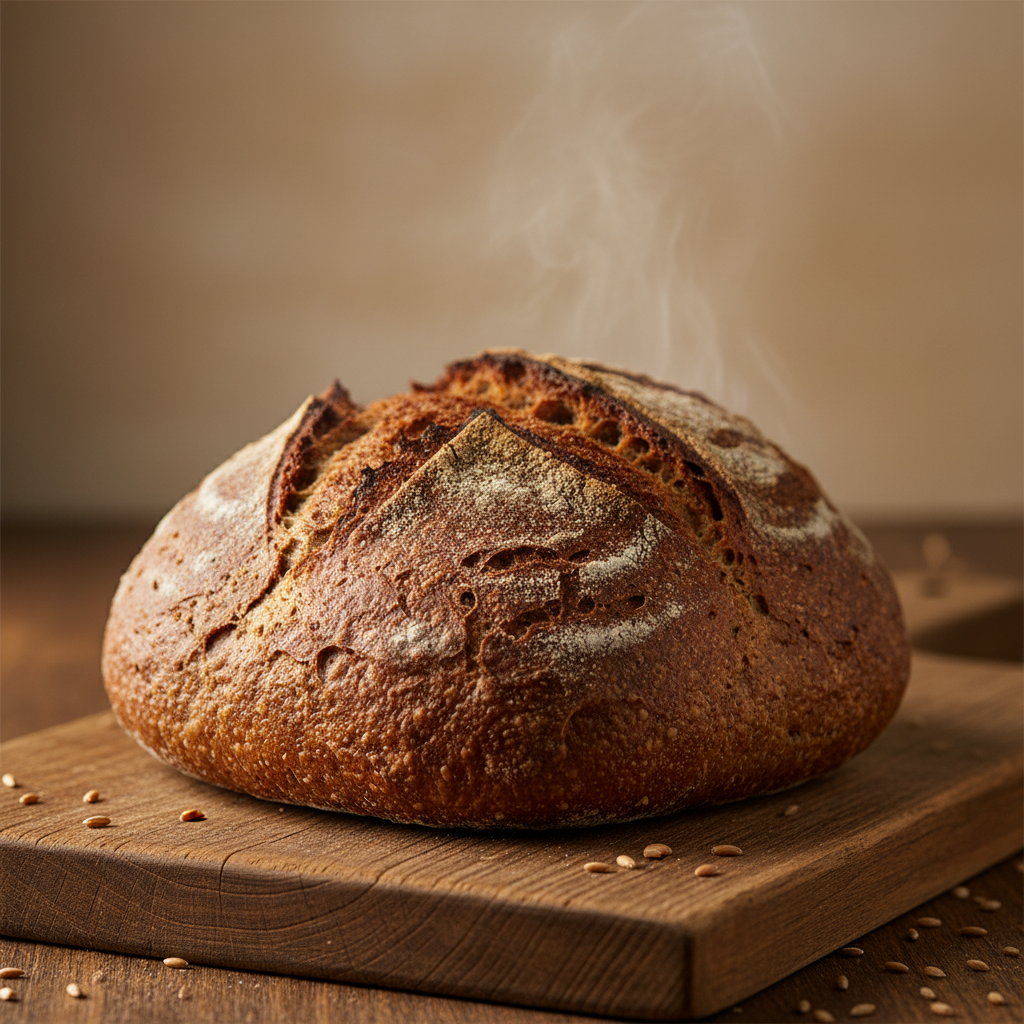 Freshly baked rye bread loaf